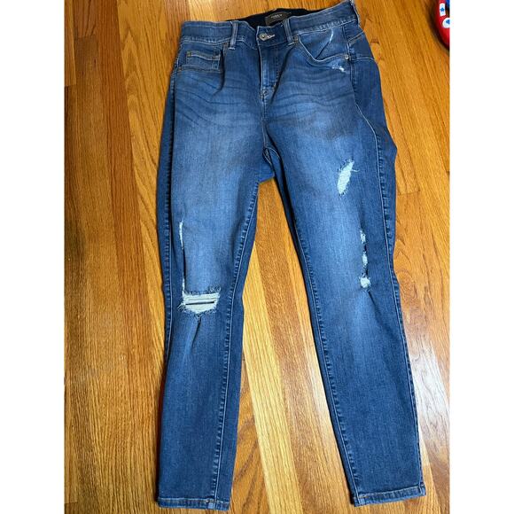 Torrid destroyed tapered leg stretch waist jeans 14 R Retro boho cool ankle - Picture 1 of 8